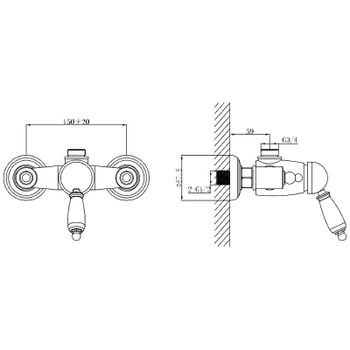 Смеситель для душа Caprigo Adria-Uno 02-517-vot Бронза — фото 2, Смеситель для душа