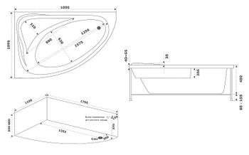 Акриловая ванна Bas Милан 170x110 L В 00061 без гидромассажа — фото 2, Акриловые ванны
