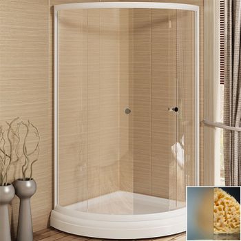 Душевой уголок Radomir 100x100 1-03-1-0-0-0031 с поддоном профиль Белый стекло матовое — фото 1, Душевые уголки четверть круга