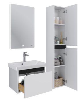 Тумба Luxury, 70 см, подвесная, 1 ящик, белый матовый — фото 3, Тумбы под раковину