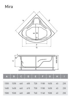 Акриловая ванна Relisan Mira 140x140 Гл000000546 без гидромассажа — фото 6, Акриловые ванны