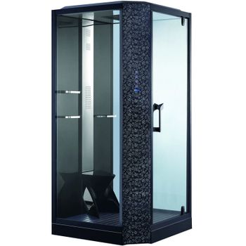 Душевая кабина Orans 100x100 R 89101rb с баней профиль Черный задние стенки Черные — фото 1, Душевые кабины