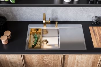 Мойка для кухни PURE 50L KMB-90 860X525 левая в компл. с сифоном 1127252, — фото 2, Кухонные мойки