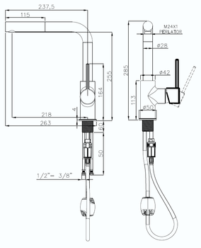 Rivelato Смеситель для кухни Ledro Г-обр.с выдвижной лейкой D-35мм topazio cromo арт. — фото 2, Смесители для кухни