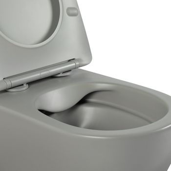 Унитаз подвесной безободковый AQUATEK ЕВРОПА AQ1901-MG 525*360*320мм, матовый серый, тонкое сиденье  — фото 2, Подвесные унитазы