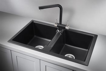 Granula-8101, ШВАРЦ (чёрный металлик), кухонная мойка, кварц — фото 2, Кухонные мойки