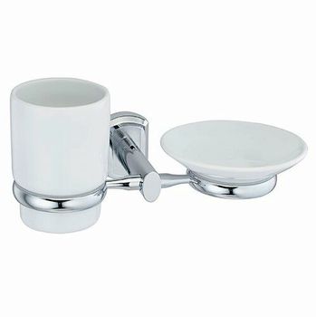 Аксесс Oder K-3026C Держатель стакана и мыльницы, (блистер), КЕРАМИКА, хром, WasserKRAFT — фото 1, Комплектующие для туалета