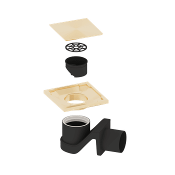 Душевой лоток Drain Leo-02-10 квадрат 100*100 Золото браш Ø 50 мм — фото 4, Душевые лотки