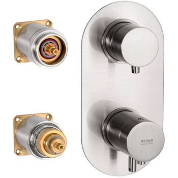 Смеситель для душа Remer Minimal Thermo NT92KBXV с термостатом Сталь — фото 4, Смеситель для душа