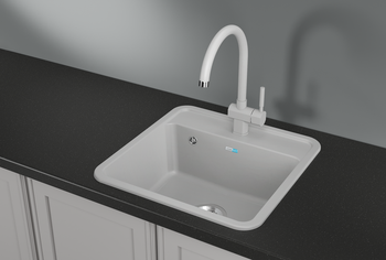 Granula-5001, БЕЛЫЙ, кухонная мойка, СтандАРТ кварц — фото 1, Кухонные мойки