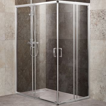 Душевой уголок BelBagno Unique 115х90 UNIQUE-AH-2-100/115-75/90-C-Cr профиль Хром стекло прозрачное — фото 1, Прямоугольные душевые уголки