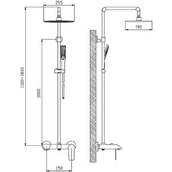Душевая система ESKO ST200Black Черная матовая — фото 4, Душевые стойки