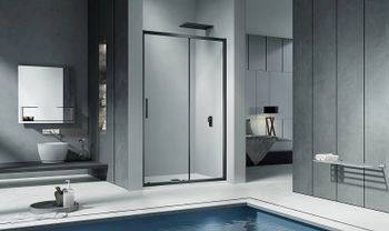 Душевая дверь Good Door Cofe WTW-130-C-B 130 КФ00012 профиль Черный стекло прозрачное — фото 5, Раздвижные душевые двери