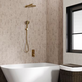 A71207 Встраиваемый комплект для душа с верхней душевой насадкой и лейкой — фото 2, Встраиваемые душевые комплекты