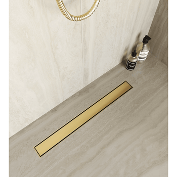 Душевой лоток Drain Leo-31-60 прямой 600 Золото браш Ø 50 мм на ножках, сифон — фото 2, Душевые лотки