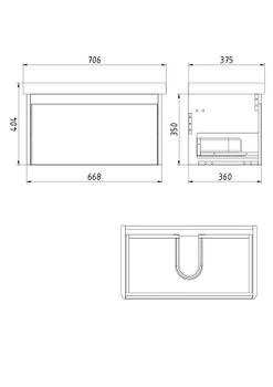 Тумба Luxury, 70 см, подвесная, 1 ящик, серый базальт — фото 6, Тумбы под раковину