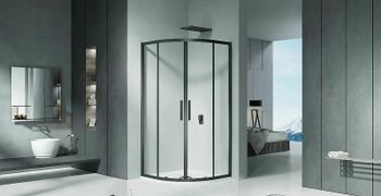 Душевой уголок Good Door Cofe R-80-C-B 80x80 КФ00001 профиль Черный стекло прозрачное — фото 3, Душевые уголки четверть круга