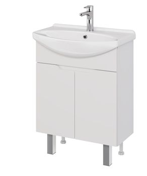 Тумба DAVID D, 65 см , подвесная/напольная,2 дверцы, белый глянец, под ум. Лагуна 65 — фото 1, Тумбы под раковину