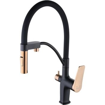 Смеситель для кухни Lemark Bronx LM3761BLR Черный Золото — фото 1, Смесители для кухни