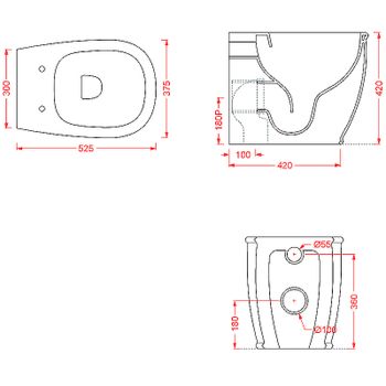 Унитаз Artceram Atelier ATV002 05 00 приставной Белый матовый без сиденья — фото 2, Приставные унитазы