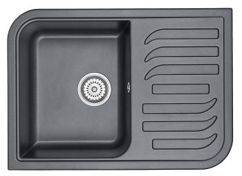 Granula-7001, ШВАРЦ (чёрный металлик), кухонная мойка, кварц — фото 1, Кухонные мойки