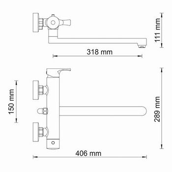 Berkel 4802L Смеситель для ванны с длинным изливом — фото 11, Смеситель для ванны
