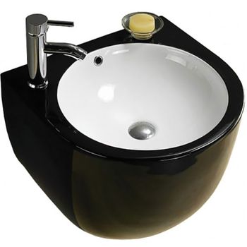 Раковина CeramaLux 49 500FBW Черная — фото 1, Раковины подвесные