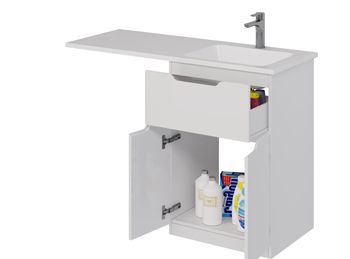 Тумба Vega, 60 см, напольная, 1 ящик, 2 дверцы, белый глянец — фото 14, Тумбы под раковину