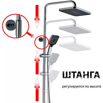 Душевая система ALMAes GaLaxy SDI-1803 с термостатом Хром — фото 2, Душевые стойки
