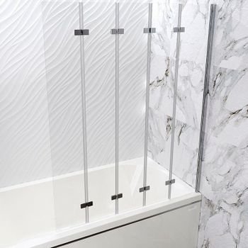 Шторка на ванну Radomir Смайл 116x140 1-08-2-0-0-199 профиль Хром стекло прозрачное — фото 2, Складные шторки для ванной