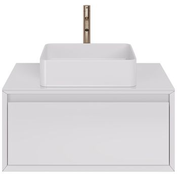 Тумба INSIGHT, 80 см, подвесная, стеклянная столешница с отверстиями для установки накладного умывал — фото 8, Тумбы под раковину