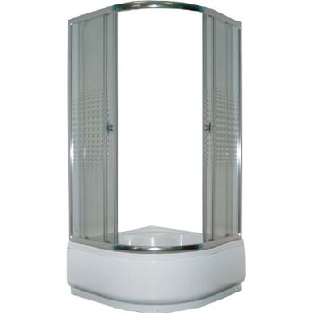 Душевой уголок Parly 90x90 Z9011 профиль Хром стекло прозрачное с рисунком — фото 6, Душевые уголки четверть круга