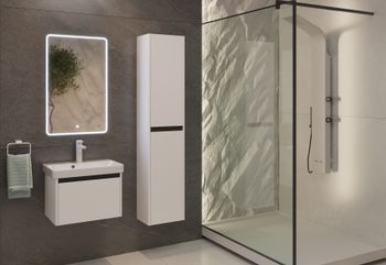 Тумба Luxury, 55 см, подвесная, 1 ящик, белый матовый — фото 16, Тумбы под раковину