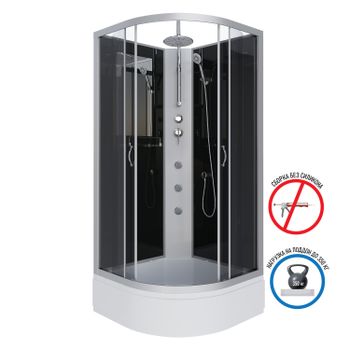 Душевая кабина Niagara Classic NG-3502-14BKTG (100х100х210) средний поддон(26см),стекло тонированное — фото 3, Душевые кабины