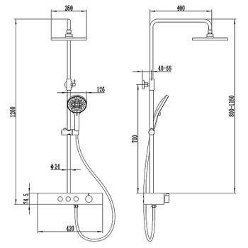 Душевая система AQUAme AQM8009B Черная — фото 2, Душевые стойки