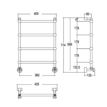 Водяной полотенцесушитель Margaroli Sole 442TS3604CR Хром — фото 2, Водяные полотенцесушители