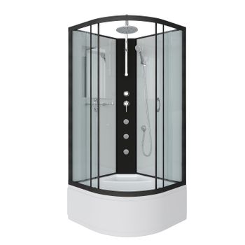 Душевая кабина Niagara Classic NG-6709-14BKTG (100х100х210)высокий поддон(45см),черный,стекло прозра — фото 1, Душевые кабины