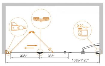 Душевая дверь CEZARES ELENA-W-BS-13-30+40/40-C-Cr — фото 3, Душевые двери в нишу