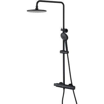 Душевая система Lemark Bronx LM3770BL с термостатом Черная — фото 1, Душевые стойки