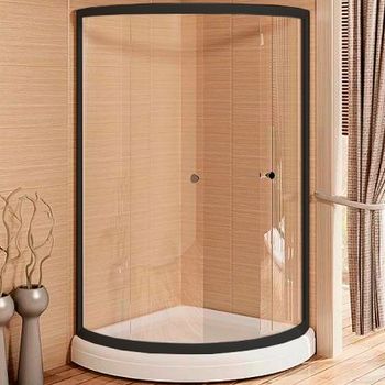 Душевой уголок Radomir Найт 90x90 1-03-6-0-0-0010 профиль Черный стекло прозрачное — фото 1, Душевые уголки четверть круга