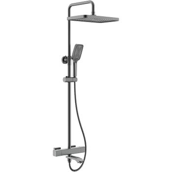 Душевая система Raglo R01.26.09 с термостатом Графит матовый — фото 1, Душевые стойки