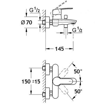 Смеситель для ванны AQUAme Prato AQMP6132 Хром — фото 3, Смеситель для ванны