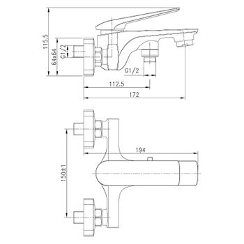 Смеситель для ванны Lemark Allegro LM5914CW Хром Белый — фото 2, Смеситель для ванны