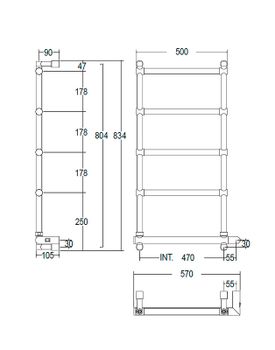 Электрический  полотенцесушитель Margaroli Sole 542-5 Хром — фото 2, Электрические полотенцесушители