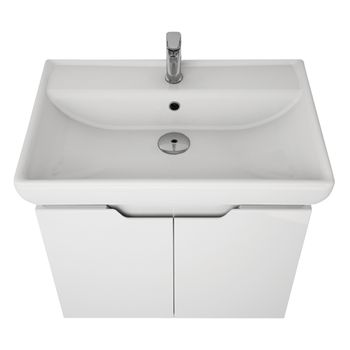 Тумба Q (D), 70 см, подвесная, 2 дверцы, белый глянец — фото 7, Тумбы под раковину