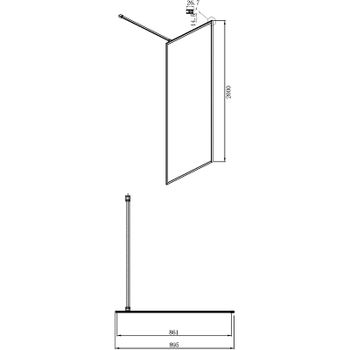 Душевая перегородка Ambassador Walk-in 90х200 15031219 профиль Черный стекло прозрачное — фото 3, Душевые перегородки
