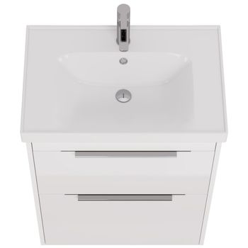 Тумба PRIME, 70 см, подвесная/напольная, 2 ящика, белый глянец — фото 10, Тумбы под раковину