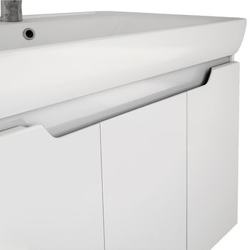 Тумба Q (D), 80 см, подвесная, 3 дверцы, белый глянец — фото 10, Тумбы под раковину