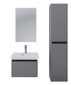 Тумба Luxury, 55 см, подвесная, 1 ящик, серый базальт — фото 2, Тумбы под раковину