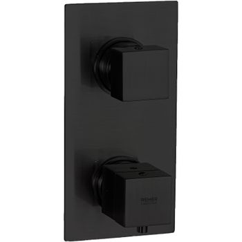 Смеситель для душа Remer Qubica Thermo QT92KBCFP с термостатом Черный брашированный хром — фото 1, Смеситель для душа